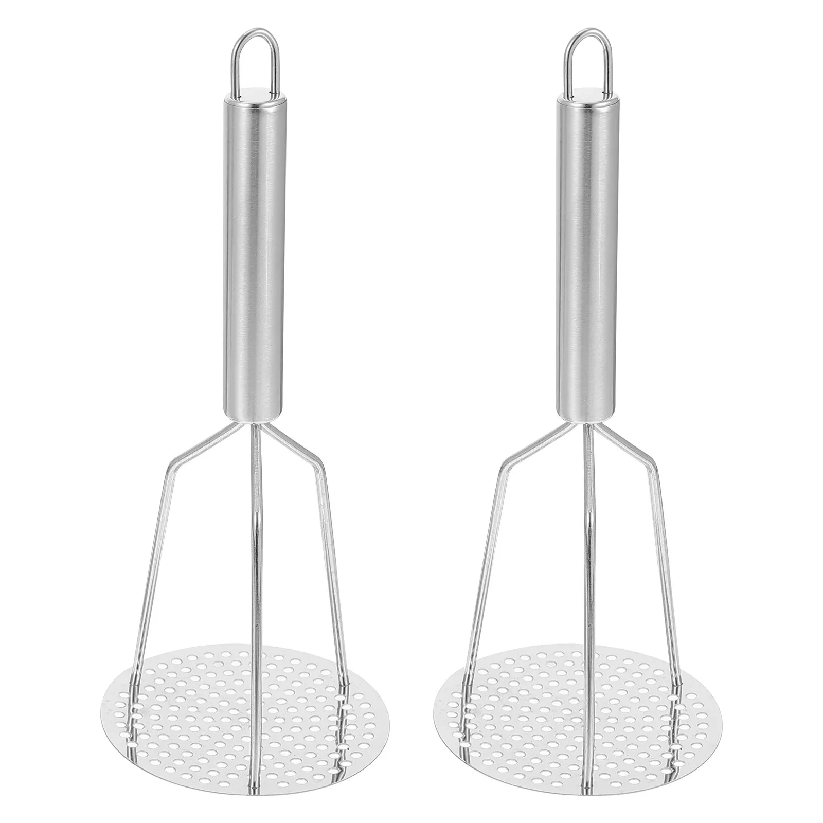 2Pcs Stainless Steel Potato Masher Thickened Pressure Plate Even Dense Holes for Delicate Mashed Potatoes Pumpkin Carrot Puree