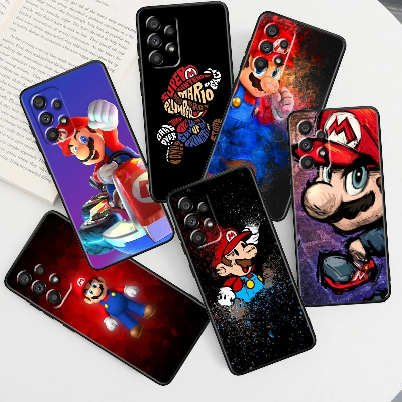 Anime Super M-Mario Cute Art For Samsung A53 A52 A33 A32 A51 A71 A21S A13 A73 A55 A22 A23 A35 A72 A54 A12 5G Black Back