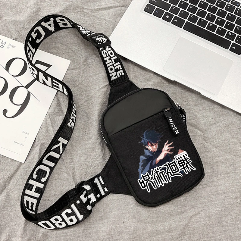 Jujutsu Kaisen Fashion Chest Bags for Men Women Anime Cartoon Printed Shoulder Bags Students Portable Simple Crossbody Pouch
