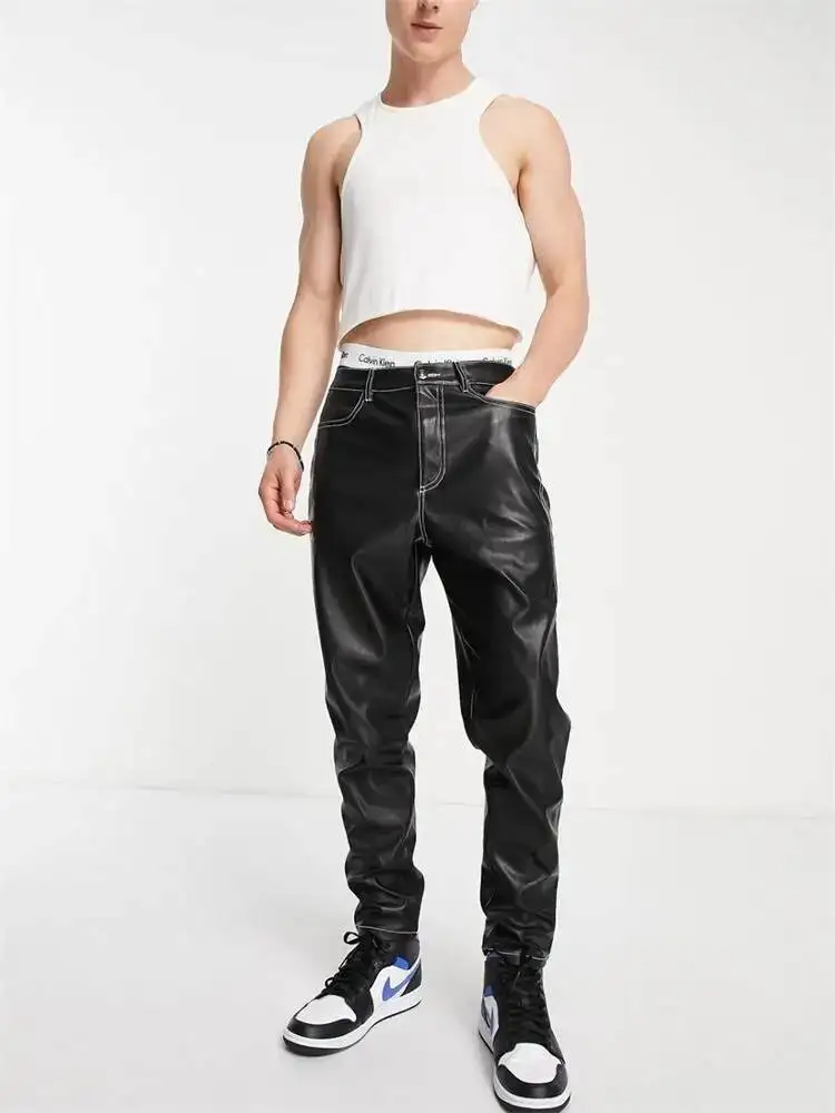 

Men's Long Leather Pants, Punk Style, Rock Show Fashion, Nightclub, New Autumn Winter Collection