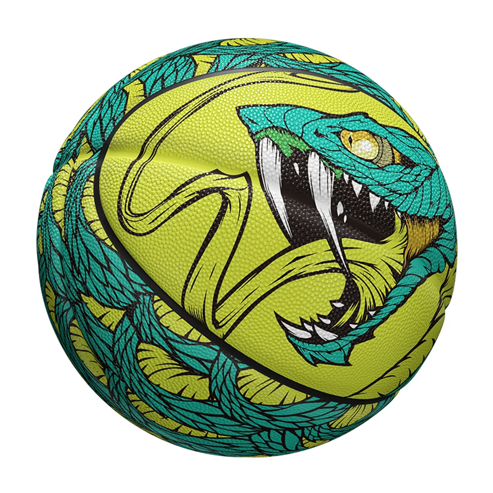 Jeu de basket-ball d'impression de pythons, taille 7, certification officielle, basket-ball avec pompe, filet illac, 3 couches, ballon d'entraînement en plein air