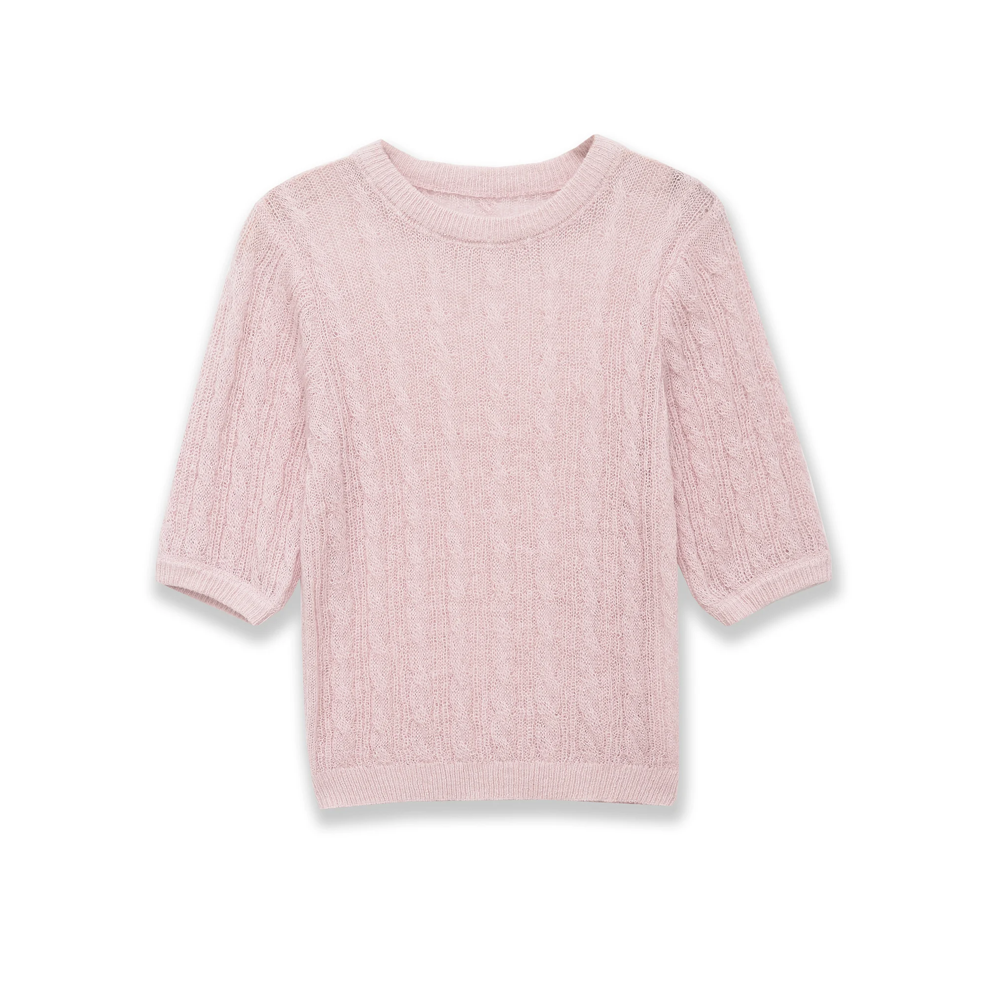 Modischer Lässiger Achtstrang-Strickpullover mit Kurzen Ärmeln, Bequemer und Vielseitiger Einfacher Pullover