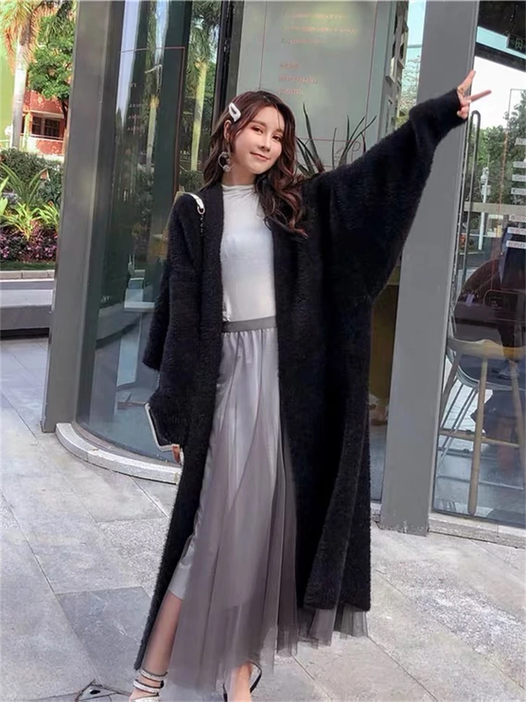 Winter Women Sweater Knitted Cardigan Oversize Girls Sweater Woman Cashmere  Pullover Tops Long Sleeve Maxi Vintage Y2k Thick