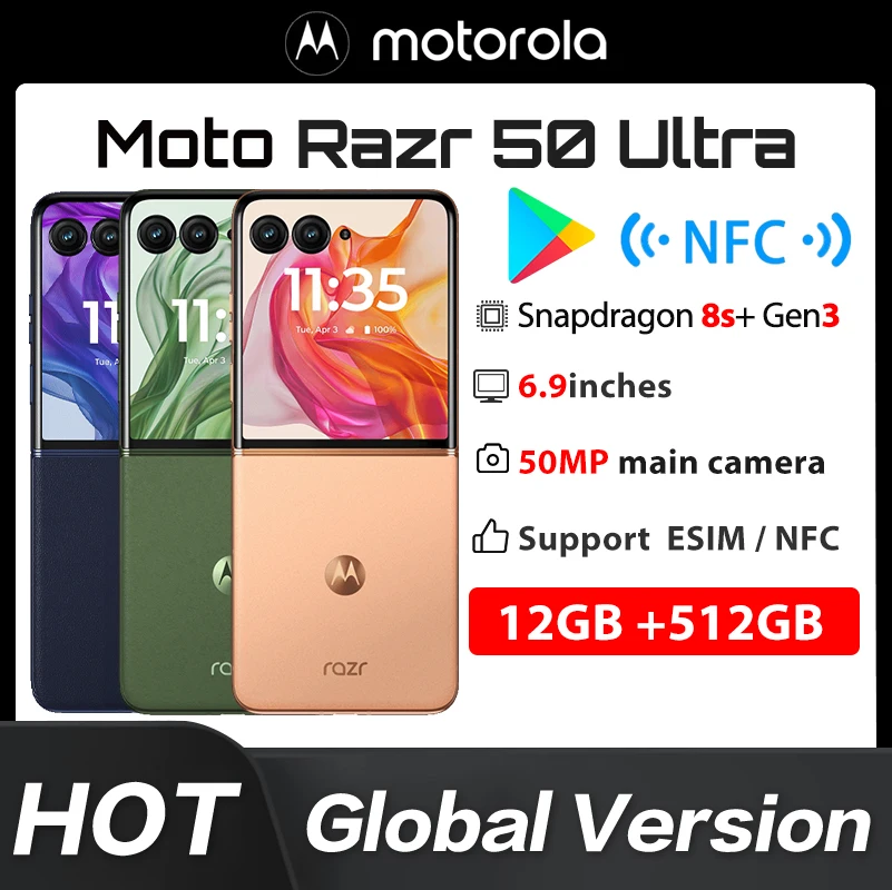 Global Version Motorola Moto Razr 50 Ultra XT2451-3 6.9