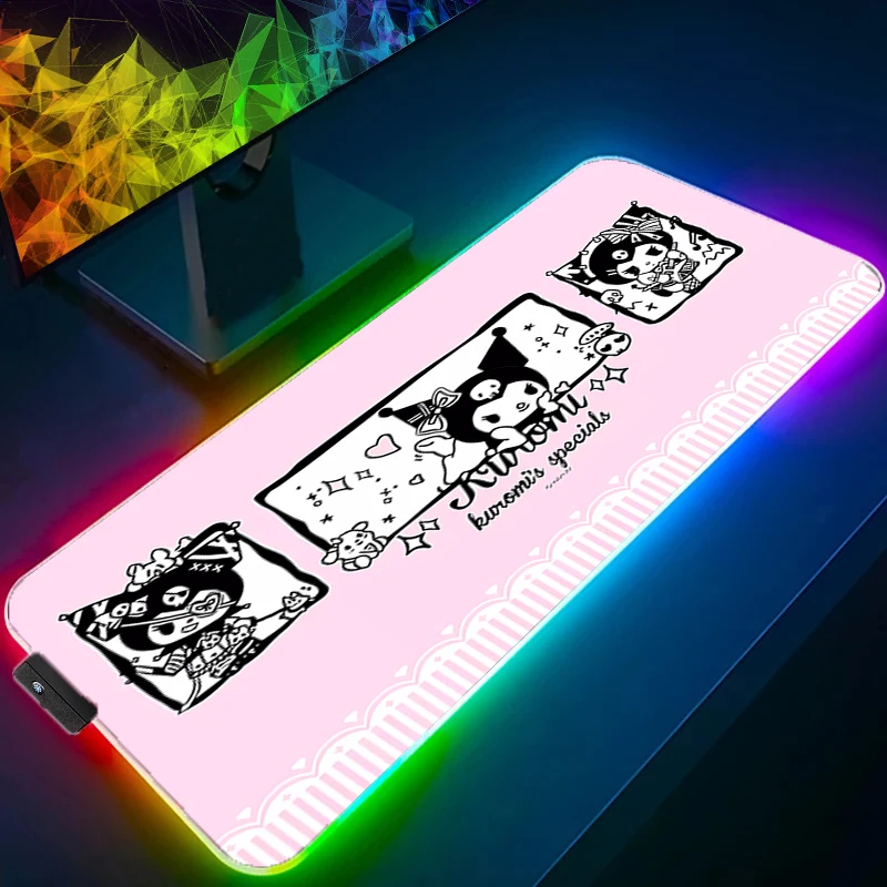 

Computer Mouse Pad K-kuromi LED Gamer Mouse Pads Gaming Mousepad XXL Kawaii Desk Mause Pad RGB Keyboard Mouse Backlight Carpet