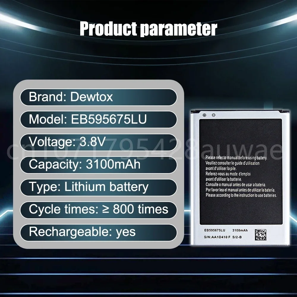 Оригинальный EB 595675 LU EB 595675 Аккумулятор LA 3100 мАч для Samsung Galaxy Note 2 N7108 N7108D N7105 N7100 N7102 N719 T889 I605