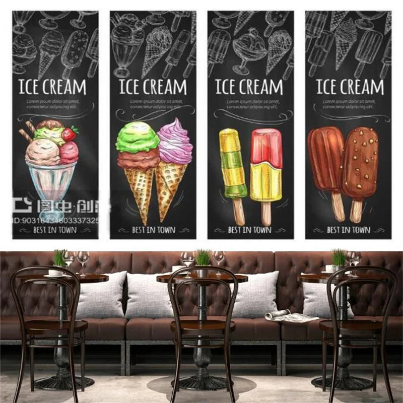 

Custom Delicious Ice Cream Wallpaper for Dessert Shop Snack Bar Industrial Decor Background Mural Self Adhesive Wall Paper 3D