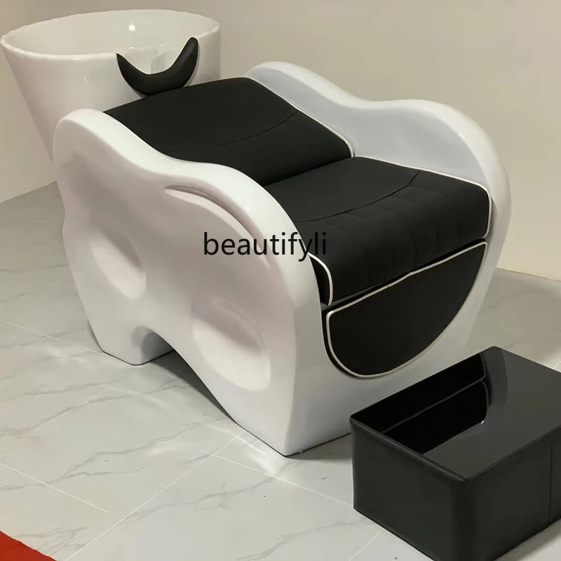 Half Lying Shampoo Chair Hair Saloon Dedicated FRP Light Luxury Hair Salon Punch Bed with Water Heater