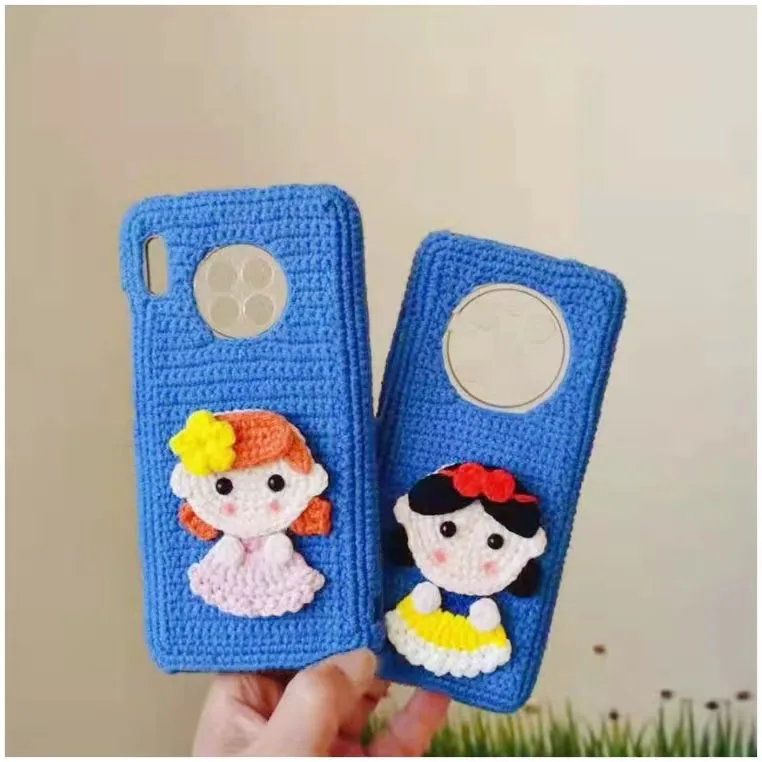 เคสป้องกันสำหรับตกแต่งโทรศัพท์มือถือลายการ์ตูนตุ๊กตาถักโครเชต์แบบสร้างสรรค์รูปแบบต่างๆสามารถปรับแต่งได้