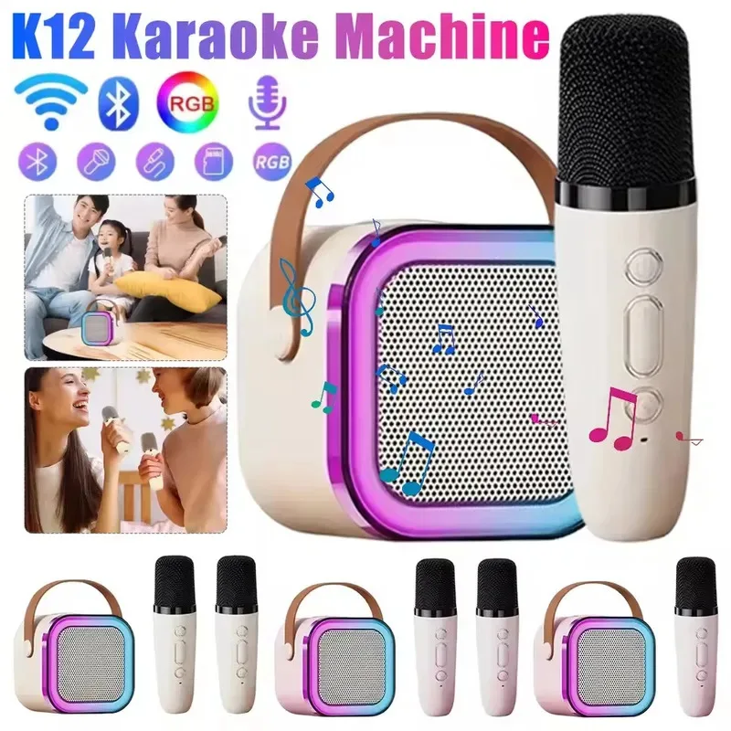

K12 Bluetooth Karaoke Machine with 5.3 PA Speaker System,Wireless Microphones for Home Entertainment