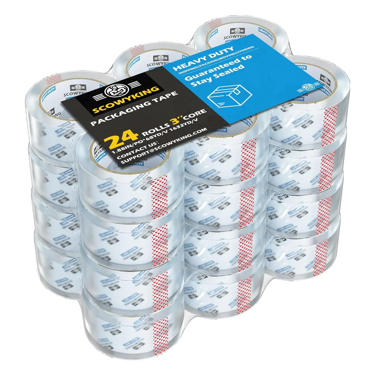 

24 Rolls Clear Packing Tape, 1.88 Inch x 68 Yards, 2.7 Mil Thick - Heavy Duty Shipping Tape for Moving, Sealing Boxes, P