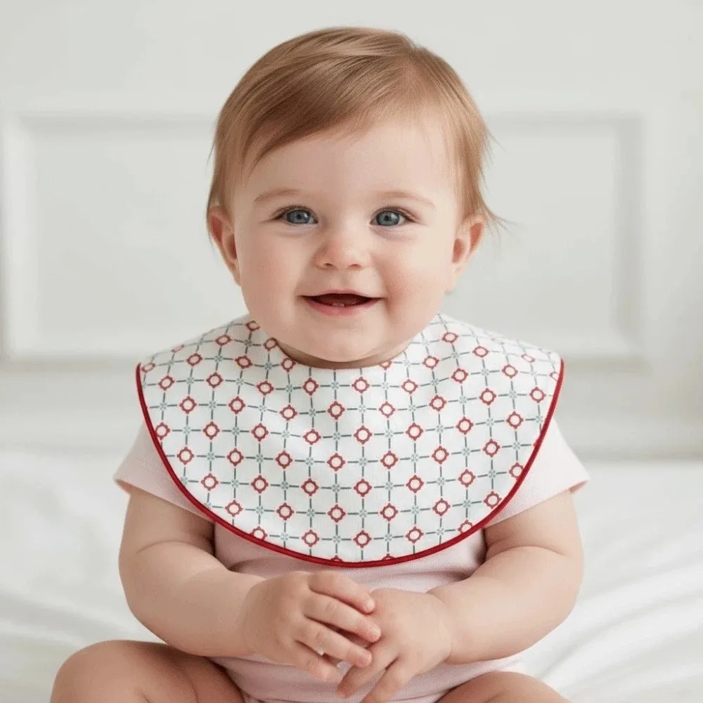 

Feeding Supplies Baby 360-degree Bib Flower Printed Soft Cotton Infants Saliva Towel Plaid Anti Fouling Baby Drool Towel Travel