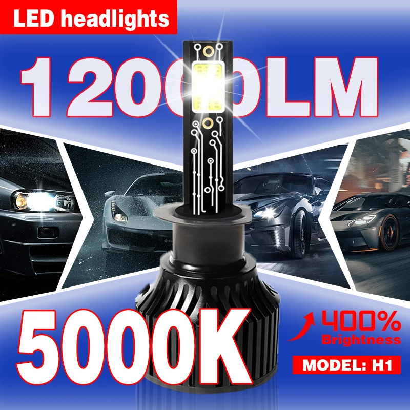 12000Lm H7 H1 H11 H4 Led Headlights Bulbs Canbus 5000K 60W H8 H9 H16 9003 Hb2 H18 Fog Lamp Plug-N-Play Turbofan Auto Lamp 12V