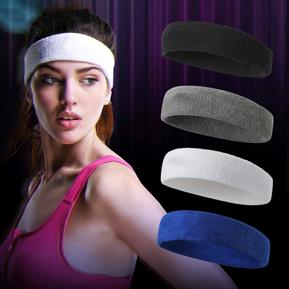 Sweat-Absorbent Cotton Headband para homens e mulheres, Soft Stretchy Hairbands, Anti-Slip Headbands, Faixa de cabelo, Ginásio Fitness, Esportes, Ao