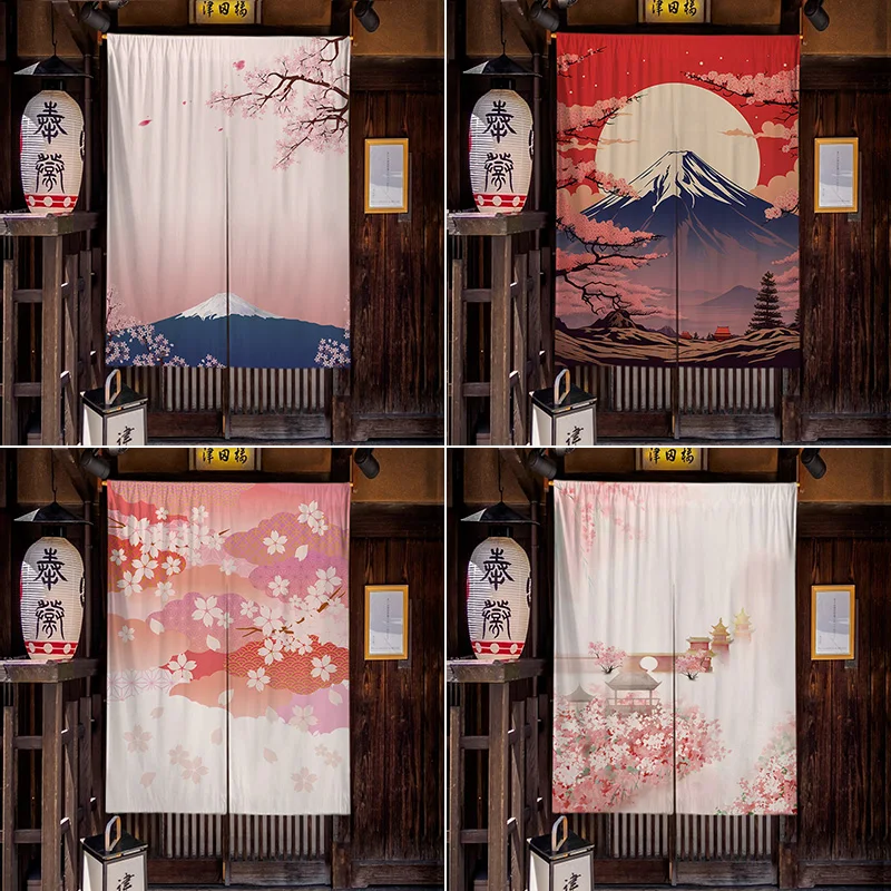 Japanese Homestay Tea Room Partition Door Head Curtain Signboard Hanging Flag Curtain Teahouse Sakura Short Curtains Decor