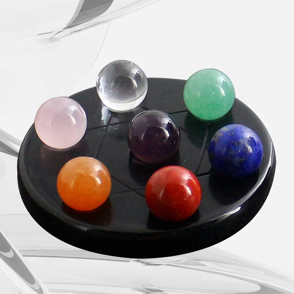 

7 Chakra Healing Crystal Ball Set Natural Stone Energy for Chakra Balance Prosperity Good Luck Relaxation Gift Gorgeous Carved