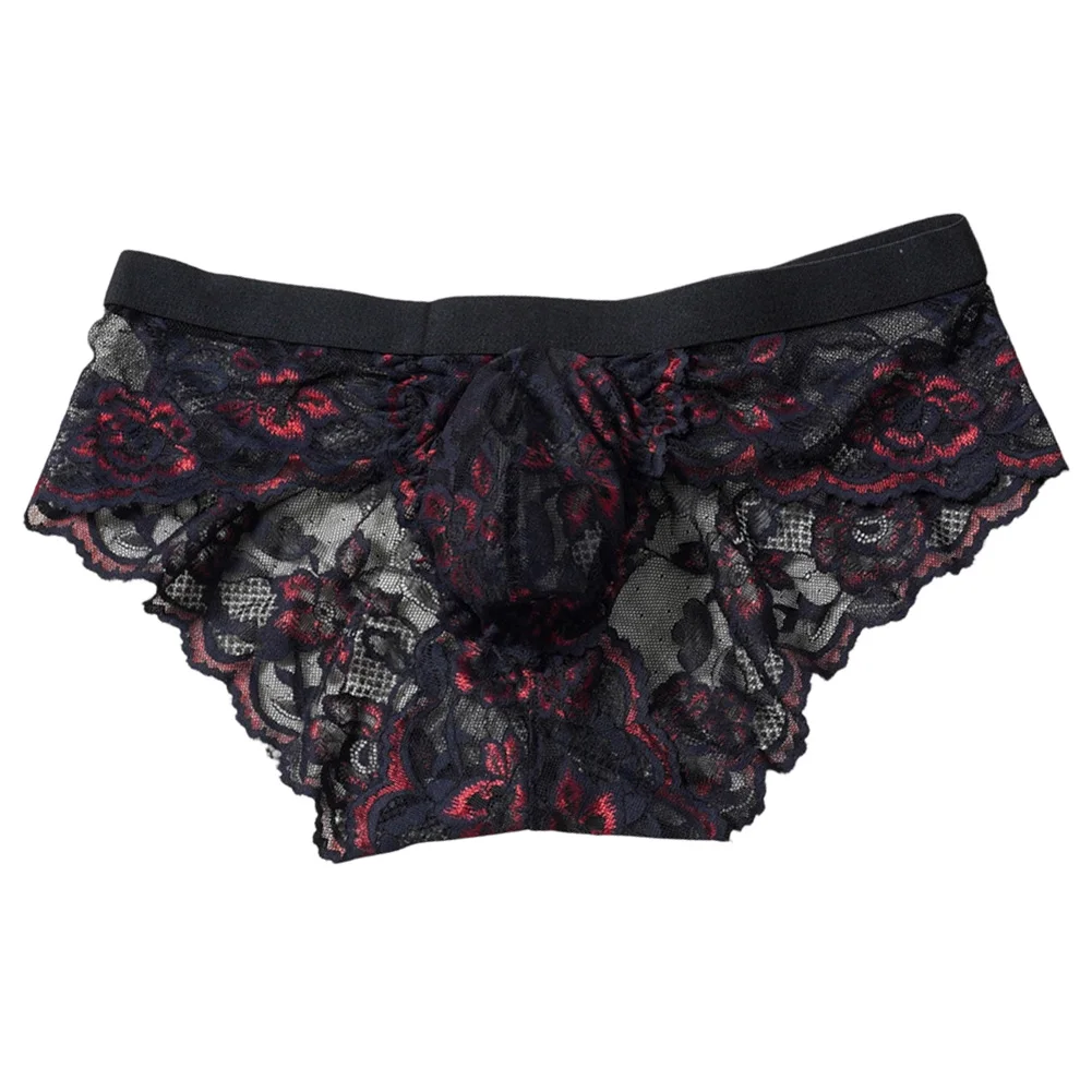 

Men Flower Lace Exotic Sissy Brief Sheer Mesh Pouch Temptation Low Rise Underwear For Man Hot Hot Lingerie Soft Men's Underpants