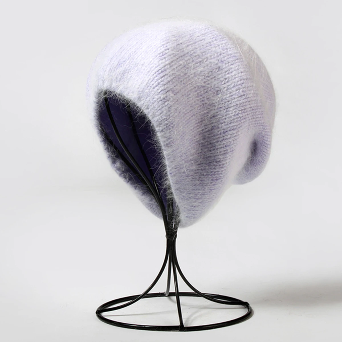 Unisex weiche, dünne Hasenhaar-Slouchy-Strickmütze, Strumpfmütze, Winter, warm, Bonbonfarben, Ski, winddicht, Mütze, einfarbig, modische Beanie-Mütze – Detail 2