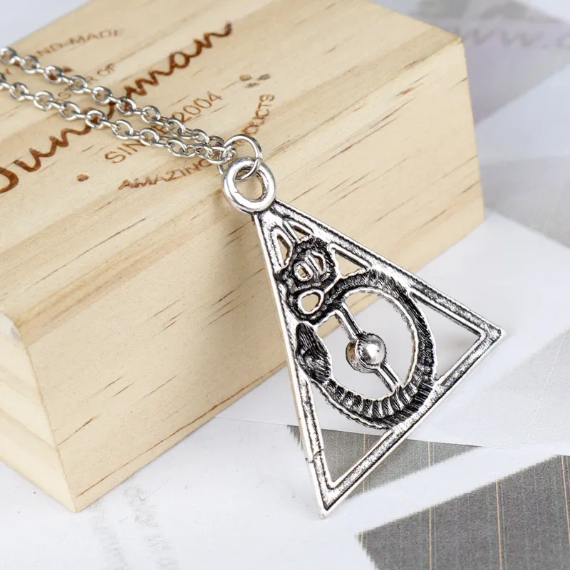 Harried Potter Deathly Hallows Snake Pendant Necklace Horcrux Nagini Crystal Choker Slytherin Chain For Women Girls Jewelry Gift