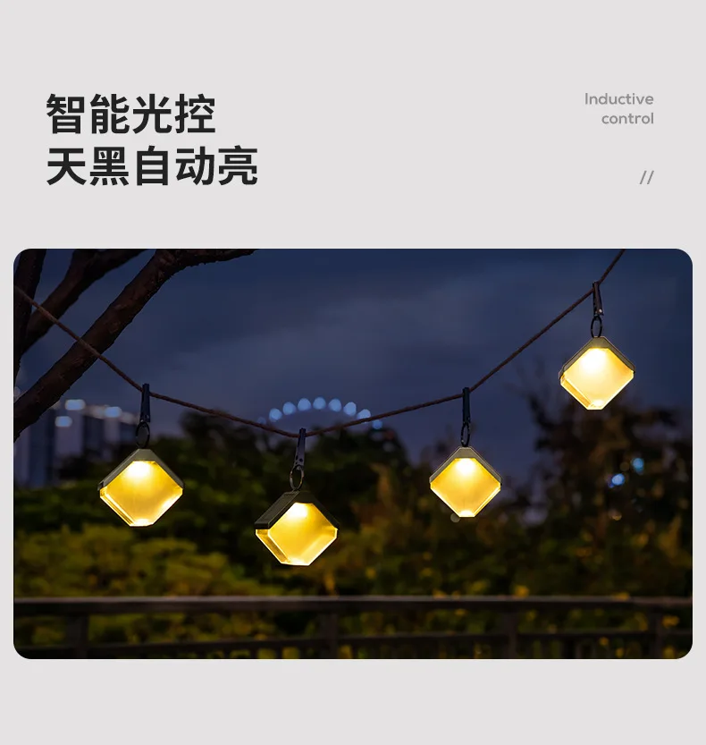 Solar Energy Ice Block Pendant Light Outdoor Villa Garden Lighting with Light Control Solar Powered Decorative Garden Light