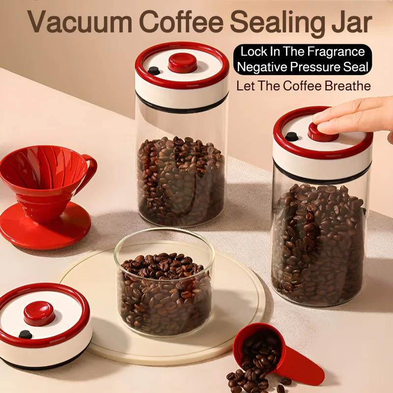 Vacuum Sealing Jar Food Grade Glass Negative Pressure Airtight for Coffee Beans Tea Powder Storage