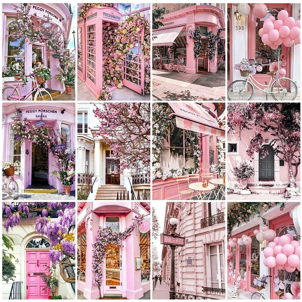 

5D Square Diamond Painting Street Cross Stitch Diamond Embroidery House Full Square Mosaic Landscape Needlework Home Decor