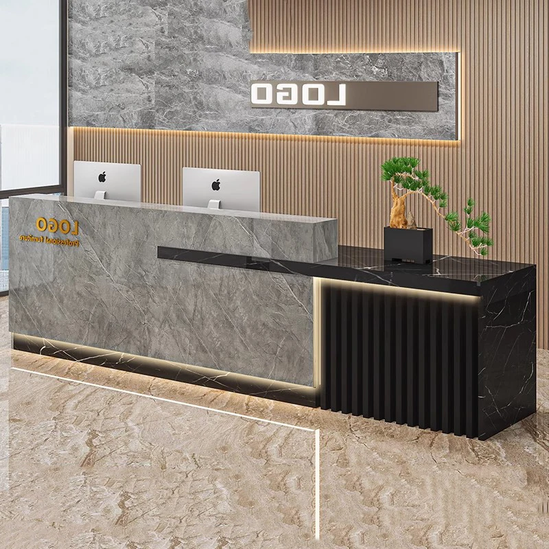 

Trendy Versatile Reception Desk Simple Modern Luxury Aesthetic Reception Desks Unique Design Theke Empfang Office Furniture