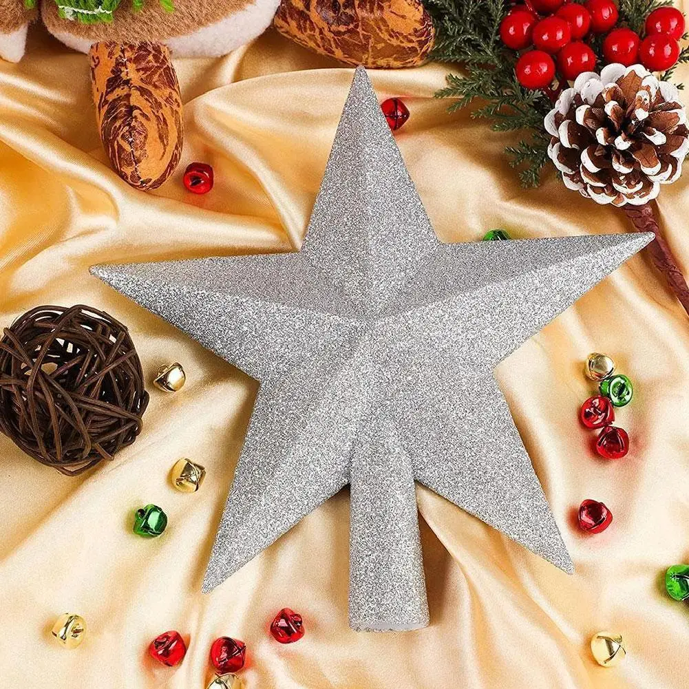 20Cm Christmas Tree Top Star Christmas Ornaments Shiny Gold Powder Five-Pointed Star New Year Ornaments Christmas Ornaments