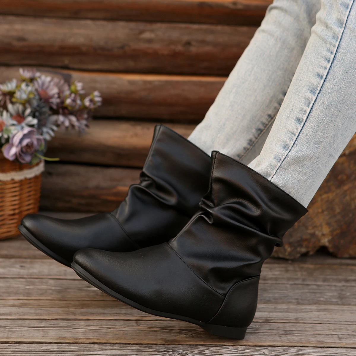 Botas de tornozelo femininas outono inverno nova moda elegante botas confortáveis casuais ao ar livre leve sapatos rasos