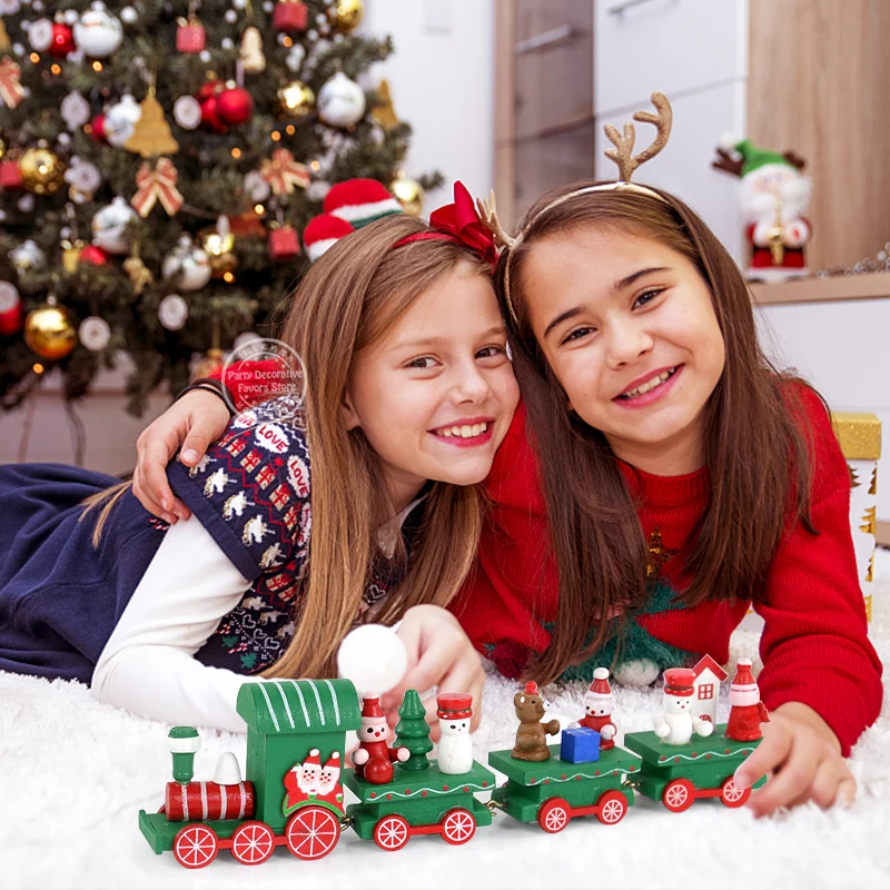 Treno di natale in legno decorazioni di buon natale per la casa regalo per bambini felice anno nuovo 2024 ornamento natale Navidad Noel