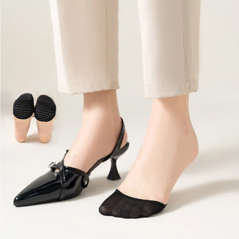 Summer Metatarsal Sleeve Pads Ball Foot Cushions with Soft Sponge Silicone Dotsforefoot Cushioning High Shoes Non Skid Half Sock