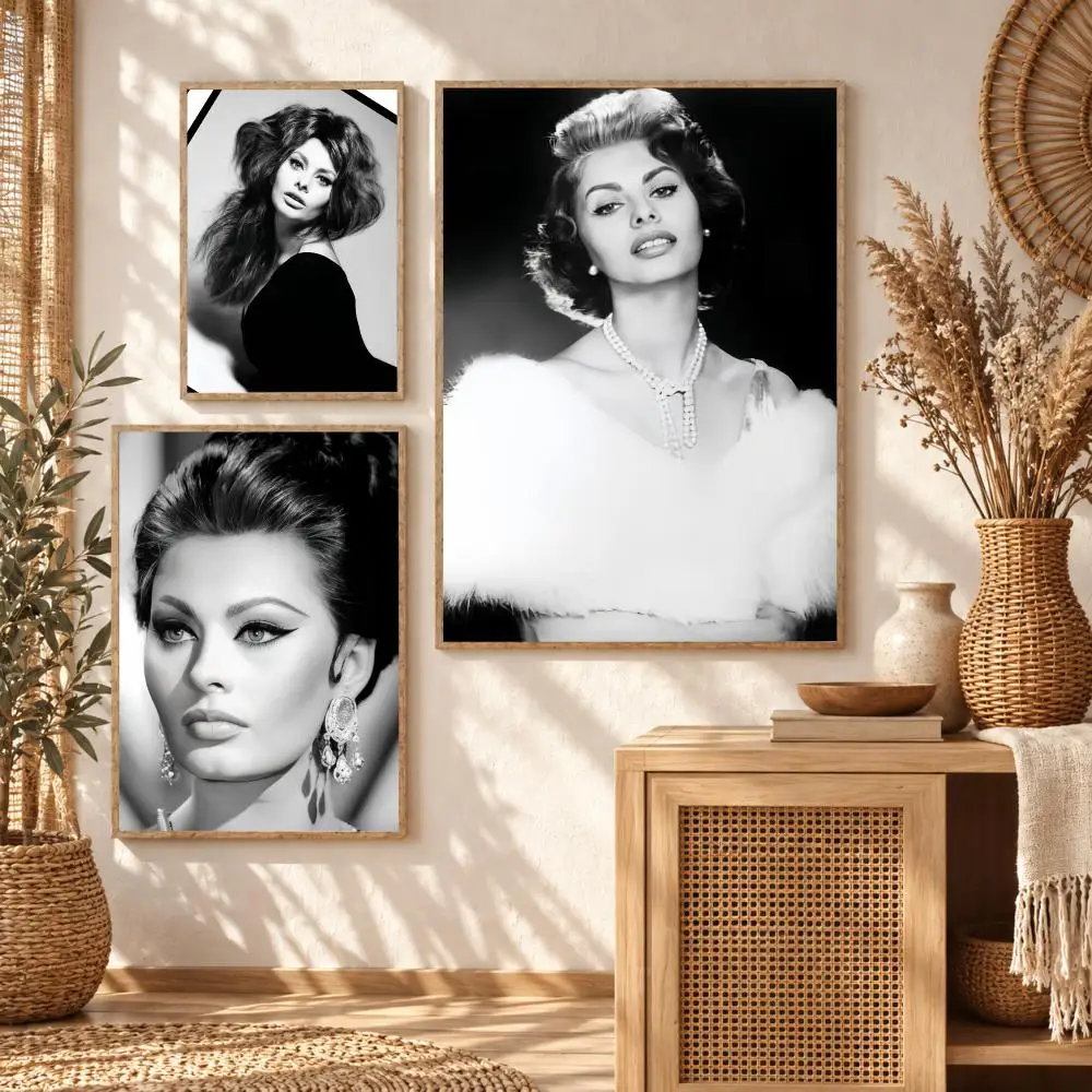 Fashion S-Sophia Loren Poster Stickers Self-Adhesive Mural Wall Art Decals for Bedroom Living Room Home Painting Decor Gift
