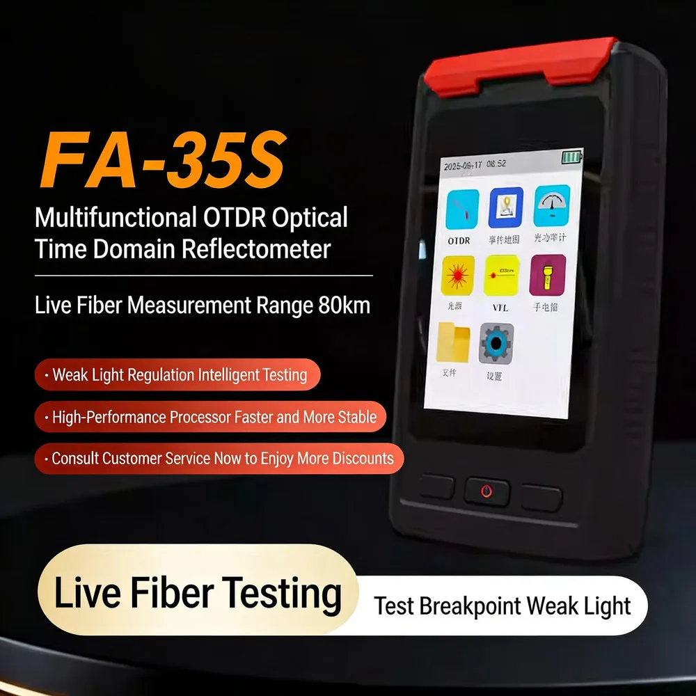

Mini OTDR Active Fiber Live Test 1550nm Fiber Reflectometer Touch Screen OPM VFL OLS Tester 80 km and built-in light source