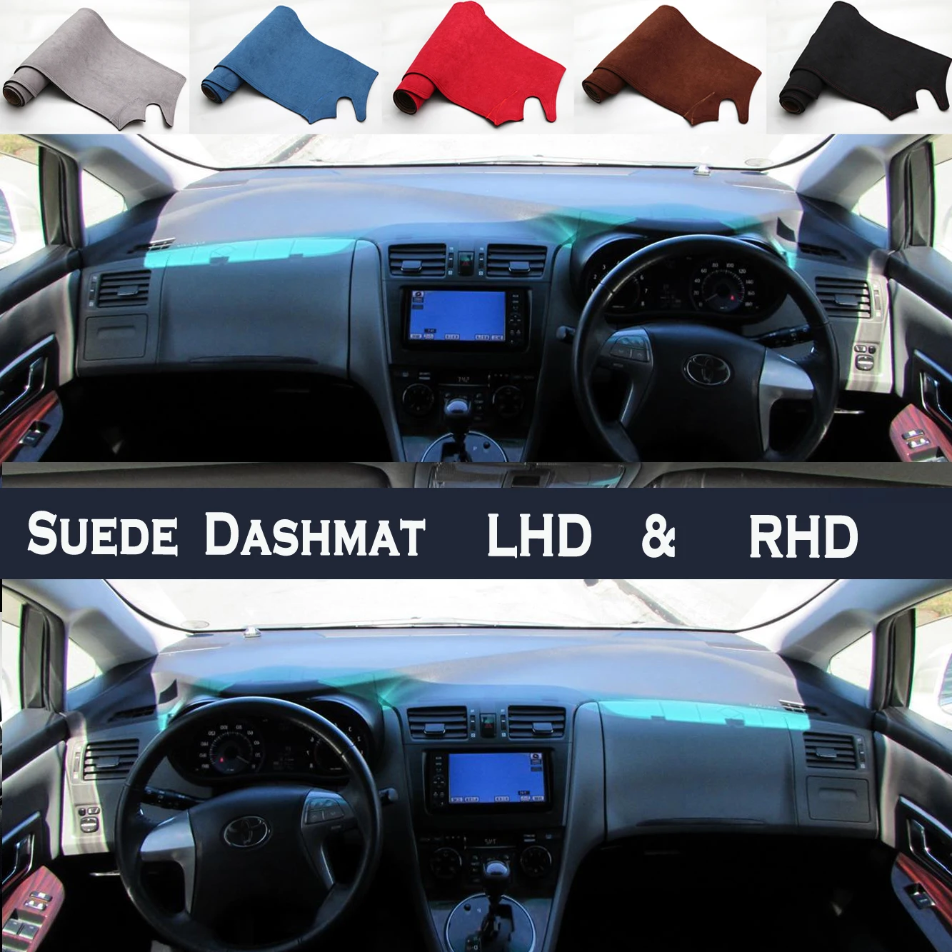 

Car Styling Suede Dash Mat Covers Dashmat Dashboard Pad Protector Accessories For Toyota Mark X ZIO ANA10 350G 250G 2007 - 2011