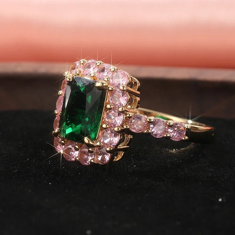 Eleganter Vintage-Ring für Damen mit grünem synthetischem Zirkon, Hochzeit, Verlobung, exquisite Ringe, exquisiter, wunderschöner Schmuckzubehör