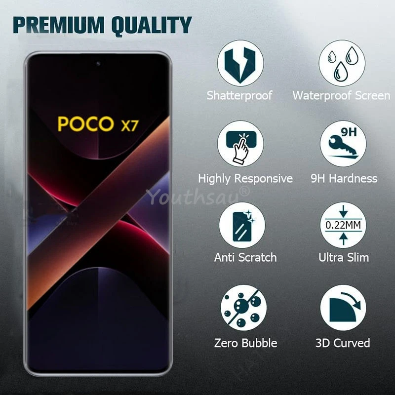 For Xiaomi POCO X7 Glass 3D Curved HD Screen Protector Tempered Film POCO X7 Tempered Glass POCO X7 Glass Anti Scrach Film