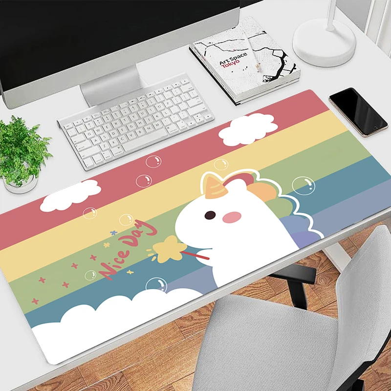 Cute Rainbow Unicorn Mouse Pad Laptop Cartoon Keyboard Pad Kawaii Anime Game Cabinet Mousepad PC Gaming Desk Mat 900x400 Carpet