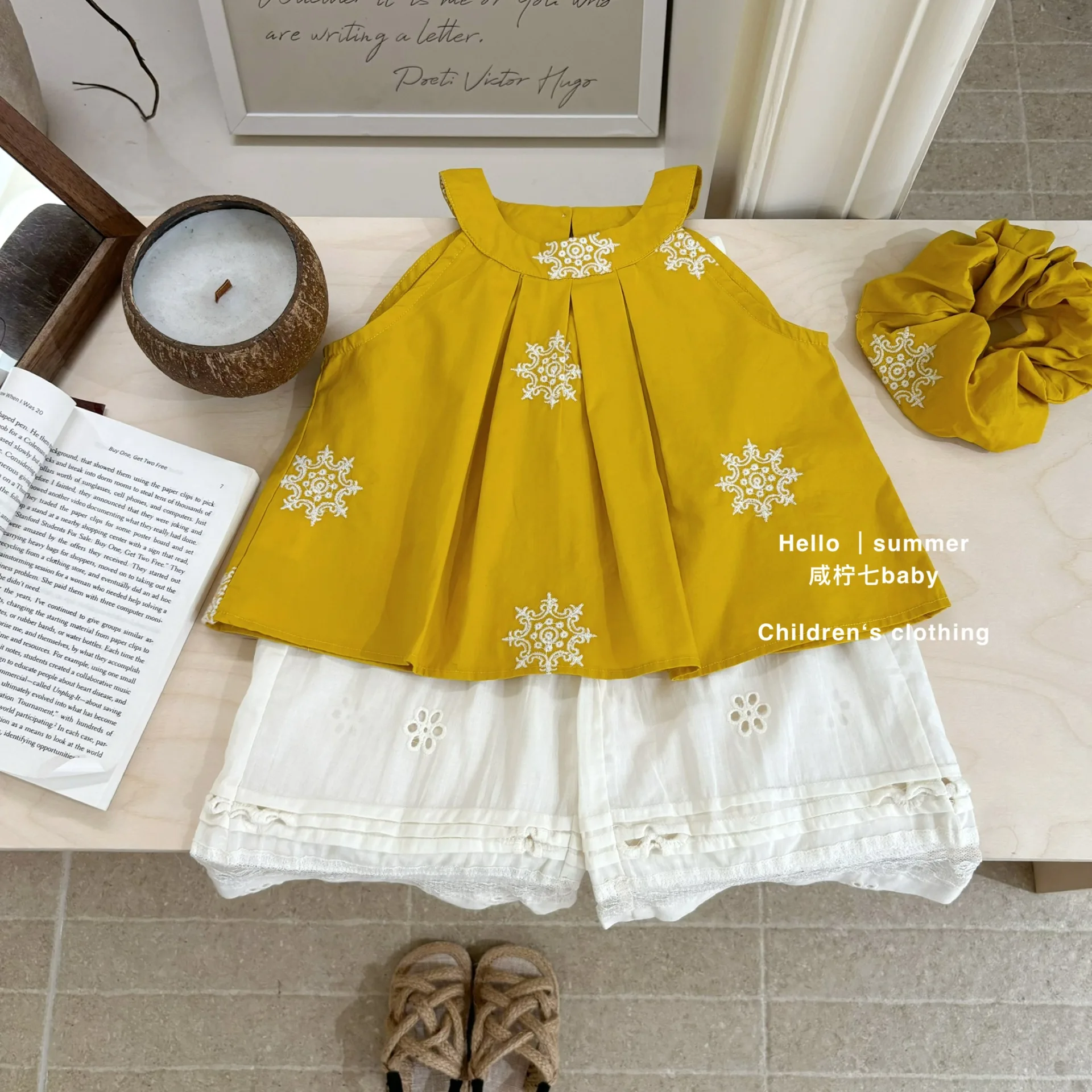 

Children's Vest Two-piece Set 2025 New Children's Clothing Little Girl Wide-leg Embroidery Set Girls