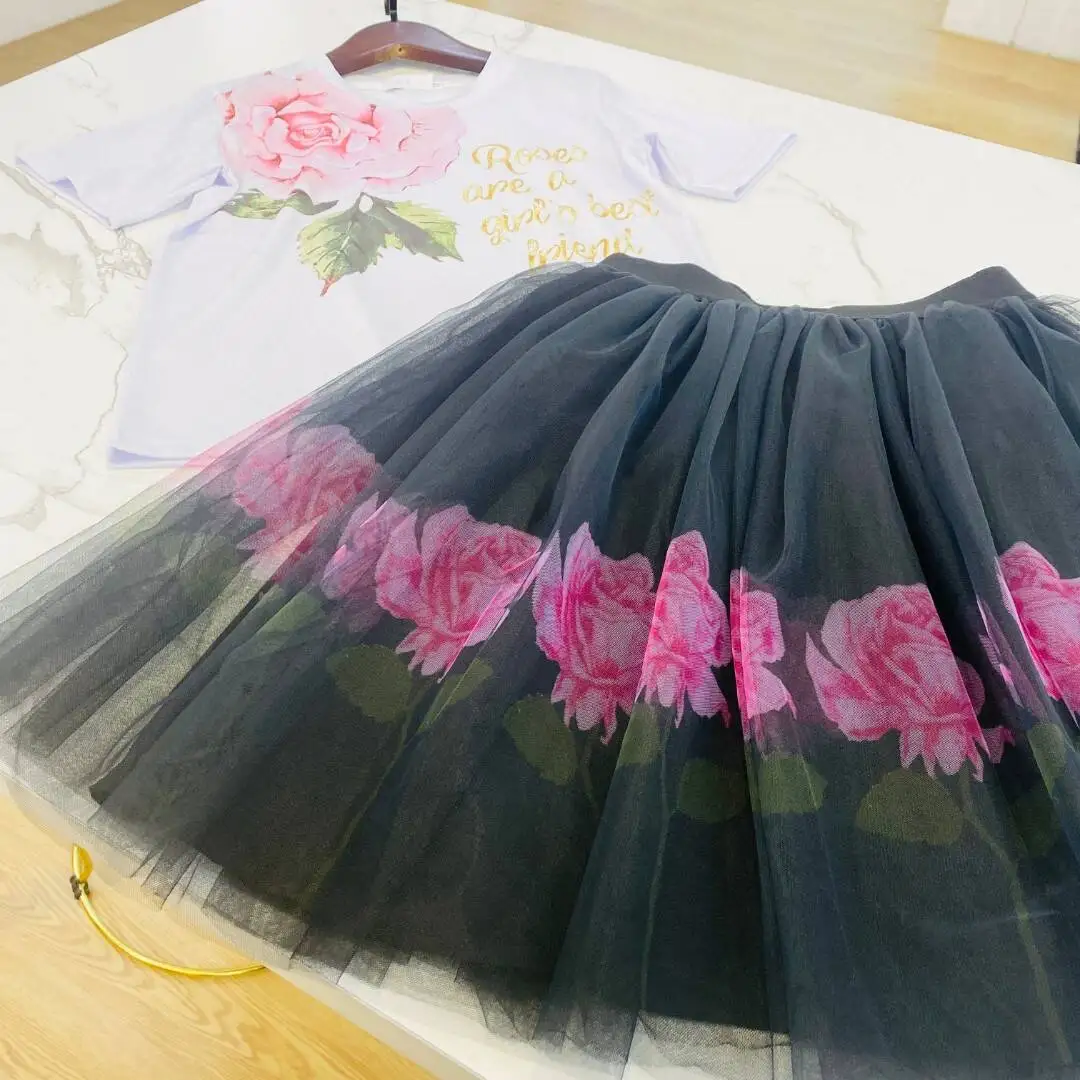 Ensemble short d'été en coton à manches courtes pour filles, motif floral, style dernier cri, 2022