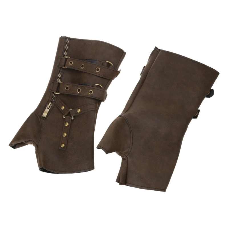 Średniowieczne rękawiczki pancerne Szerokie mankiety Bracers Mężczyźni Steampunk Zipper Opaska na nadgarstek Cosplay Drop