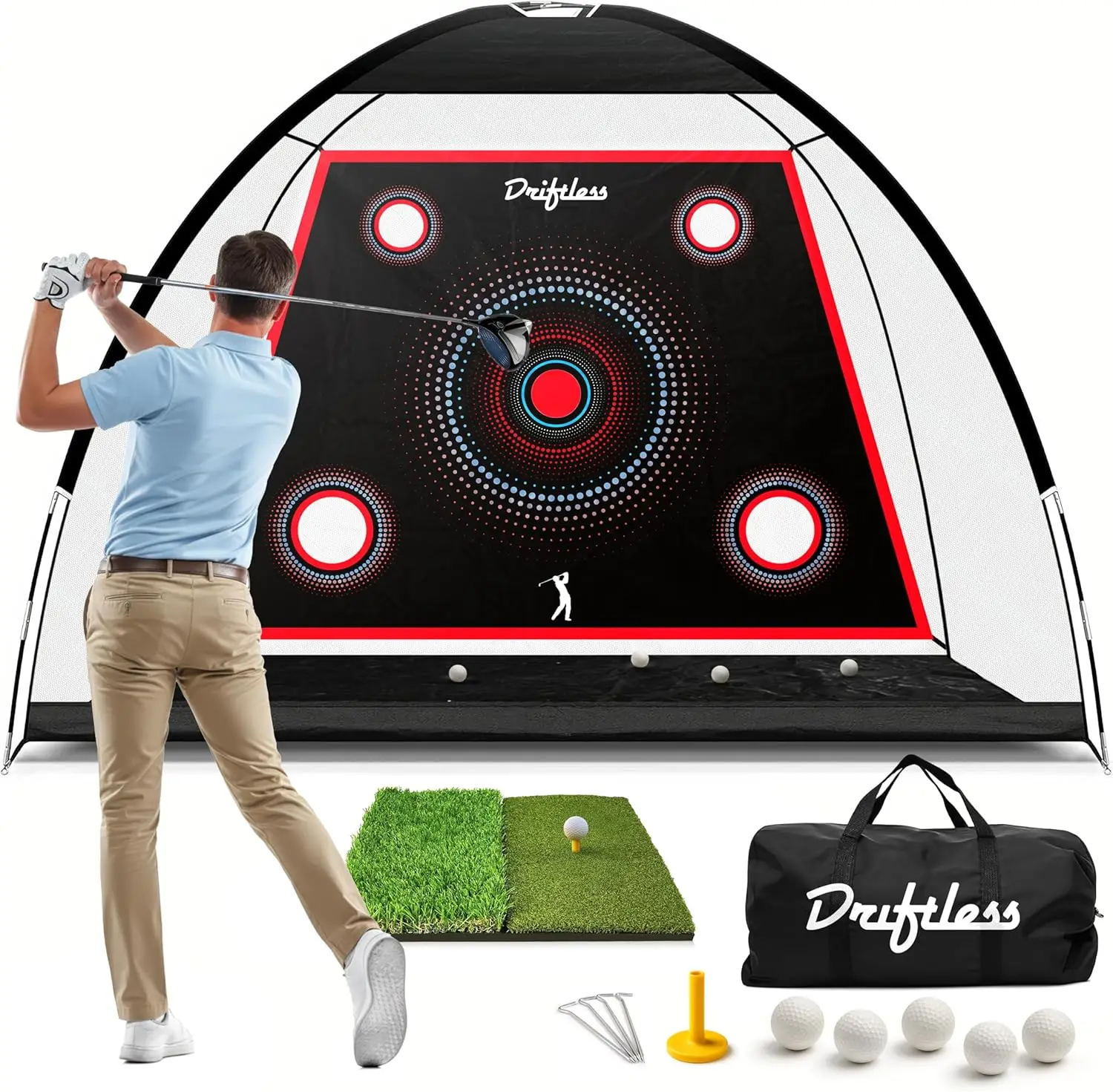 

Golf Net 10x7 ft Practice Net for Backyard Driving, Indoor Hitting Net with Mat, Golf Training Aid for Men Dad