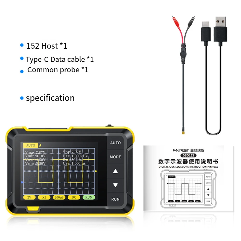 Osciloscopio FNIRSI DSO 152 Mini osciloscopio portátil Osciloscopio digital portátil para principiantes Enseñanza y reparación,A