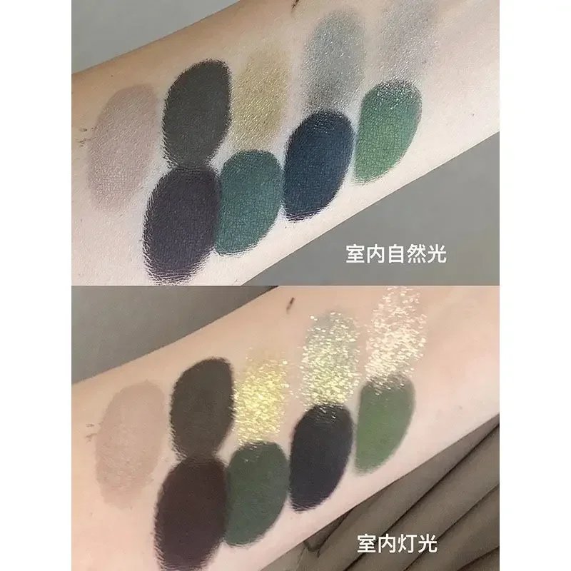 Paleta de sombra de ojos verde ahumado, 9 colores, larga duración, resistente al agua, mate, pigmentos naturales brillantes, Cosméticos de maquillaje