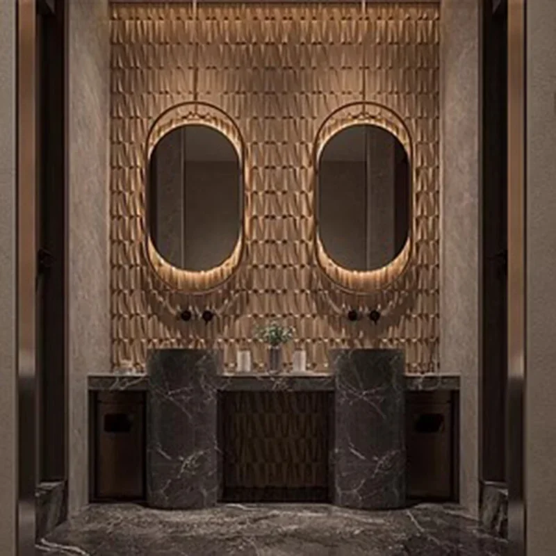 Mirror Bathroom Mirrors Wall Decoration Portable Irregular Round Handle Vintage Makeup Floor Led Lighting Large Full Body Arts
