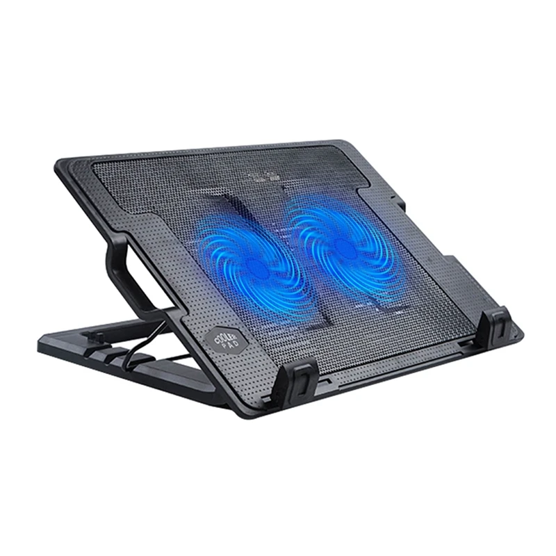 Laptop Cooling Pad With 2 Fans Ventilated Support Light Quiet USB Laptops Portable Gaming Stand 10 To 15.6 Inches