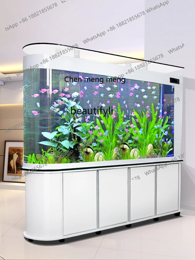 

X Fish Tank Aquarium Household Medium and Large Living Room Partition Screens Fish Globe Ecological Glass Entrance