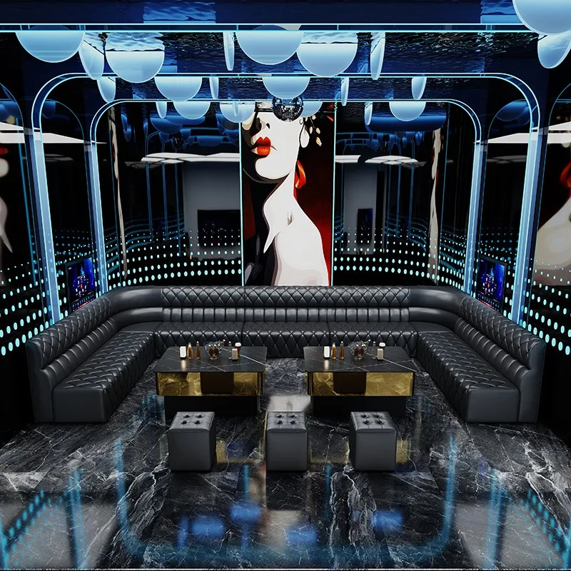 Custom.New وصول الوجبات السريعة Ktv كشك النادي الليلي Led منصة مشروبات الجدول الأسود أريكة بار صالة ملهى ليلي الأثاث #4