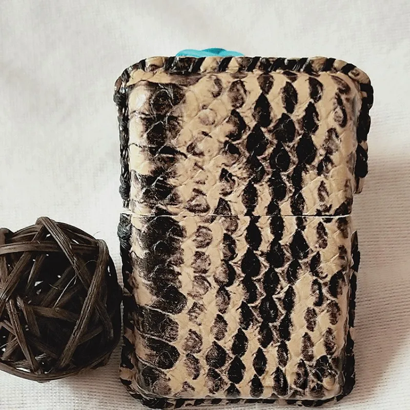 Genuine Leather Lighter Case Snake Crocodile Pattern Lighter Protective Sleevefor Zipp Lighter Shell Lighter Storage Belt Bag