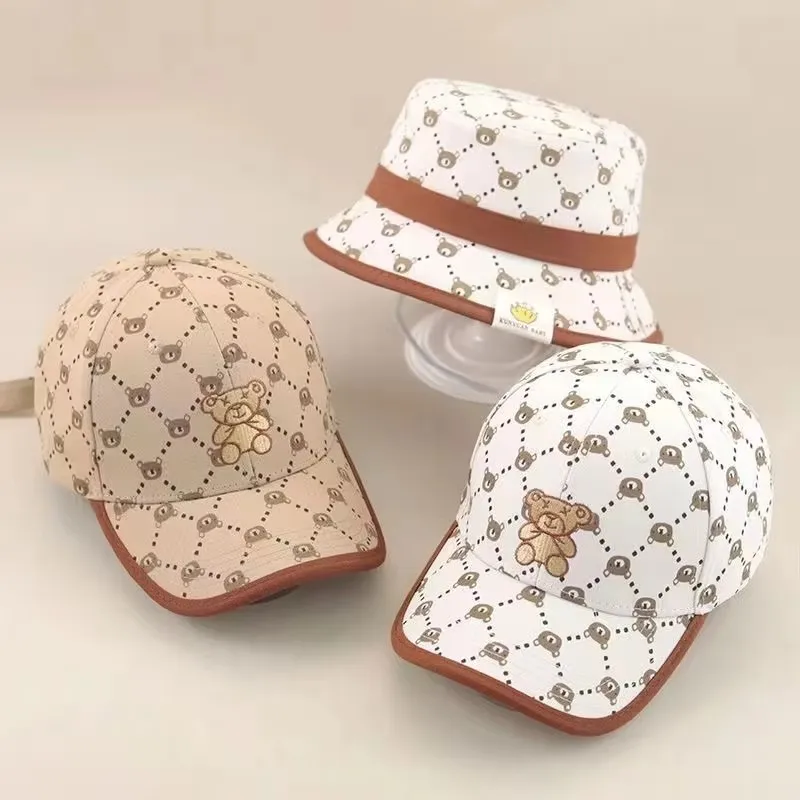 White Kahki 2 Style New Fashion Baby Cartoon Hat Kids Cotton Baseball Cap Infant Toddler Adjustable Snapback Hat For Children
