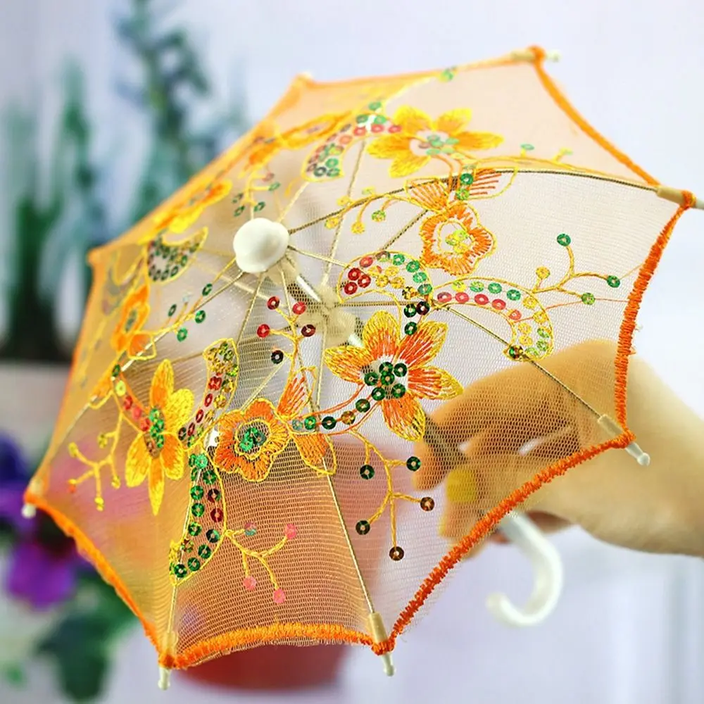 Creative Handmade Lace Embroidered Umbrella Cute DIY Mini Umbrella Toy Exquisite Doll Umbrella Accessories Doll Accessories